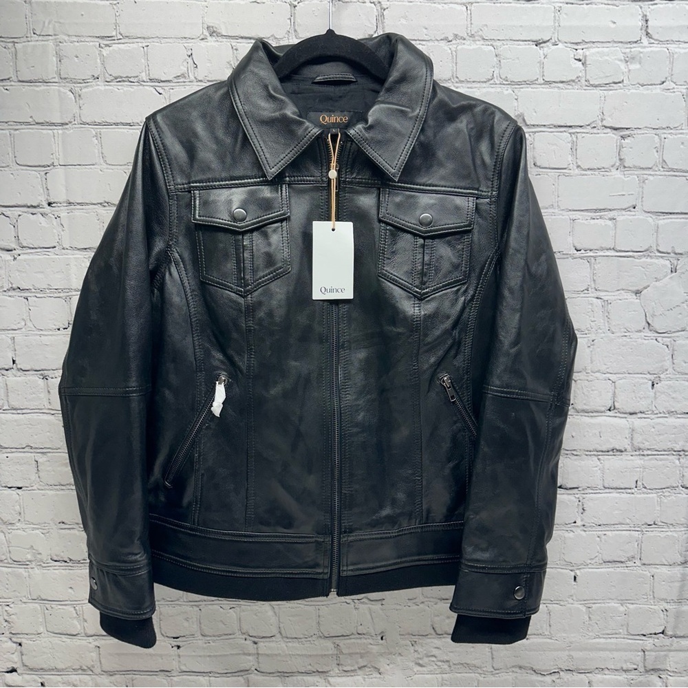 Quince Classic Black Apparel leather size L NWT